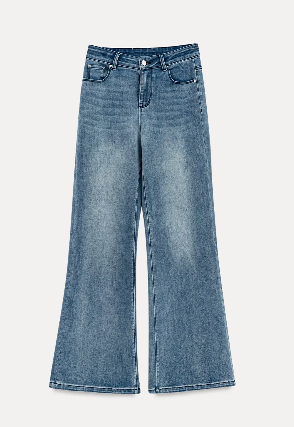 Flared Wide Leg Denim Jeans