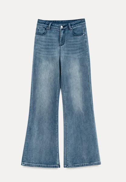 Flared Wide Leg Denim Jeans