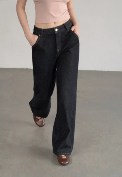 High Waist Wide Leg Denim Jeans