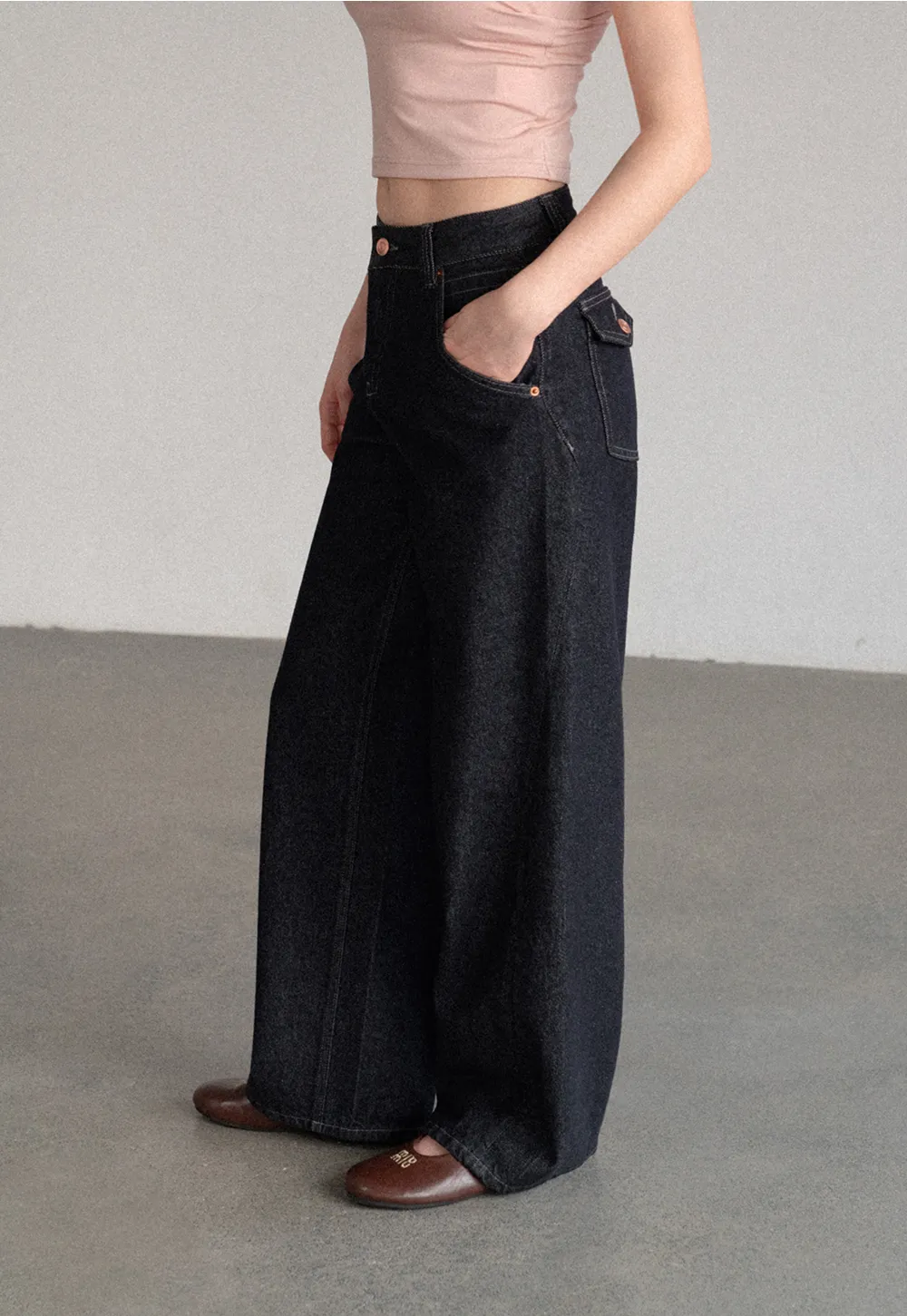 High Waist Wide Leg Denim Jeans