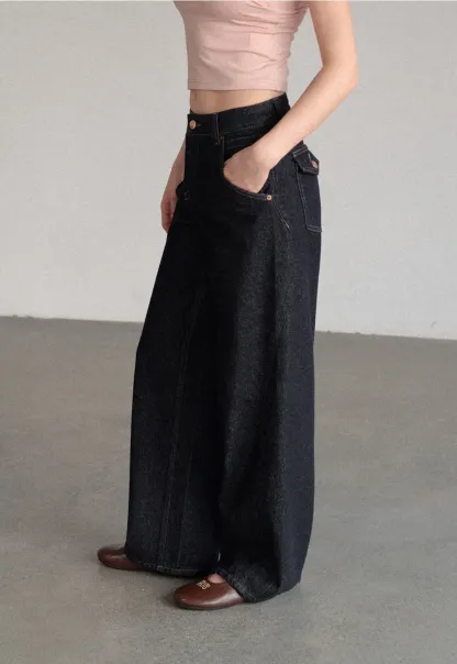 High Waist Wide Leg Denim Jeans