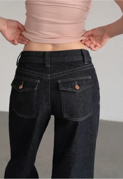 High Waist Wide Leg Denim Jeans