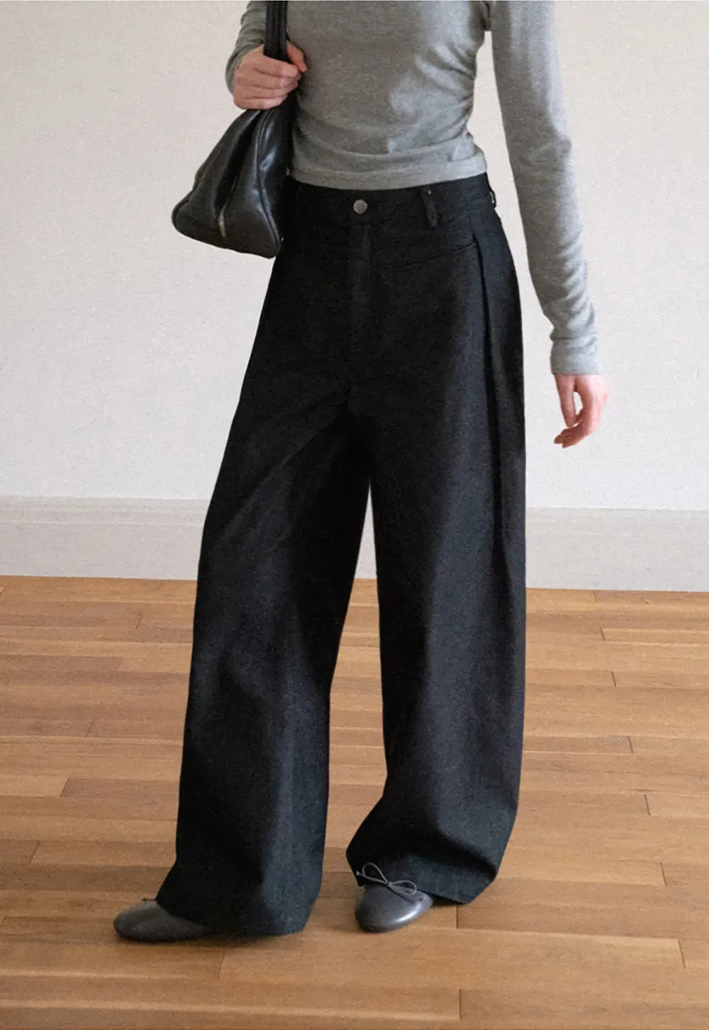 High Waist Pleated Wide Leg Jeans