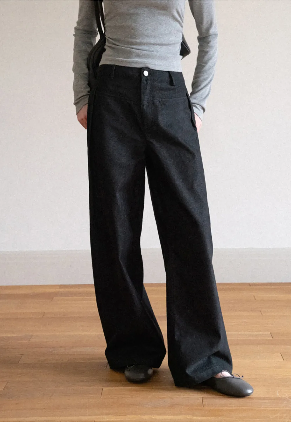 High Waist Pleated Wide Leg Jeans