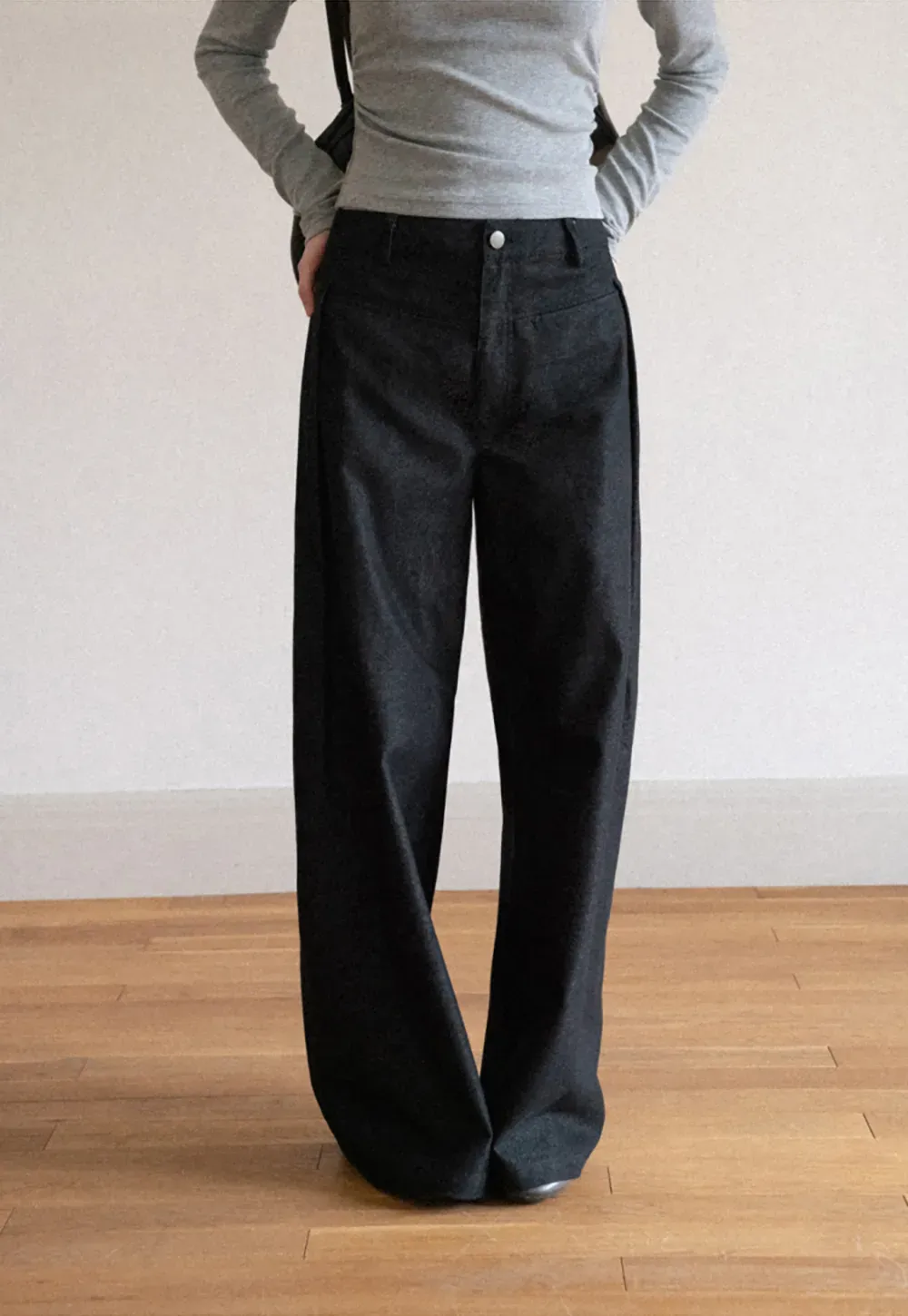 High Waist Pleated Wide Leg Jeans