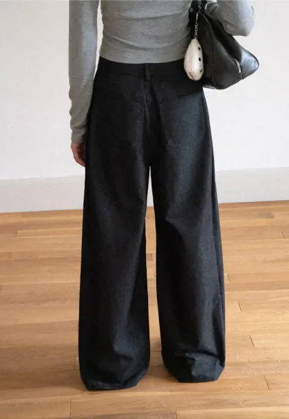 High Waist Pleated Wide Leg Jeans