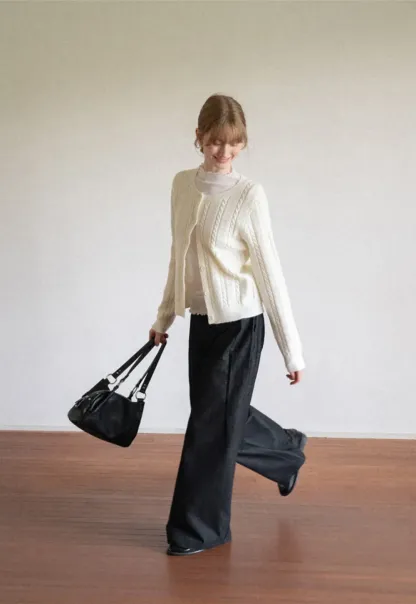 High Waist Pleated Wide Leg Jeans