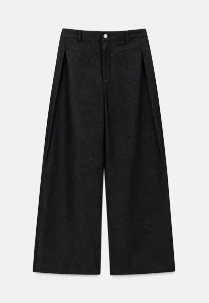 High Waist Pleated Wide Leg Jeans
