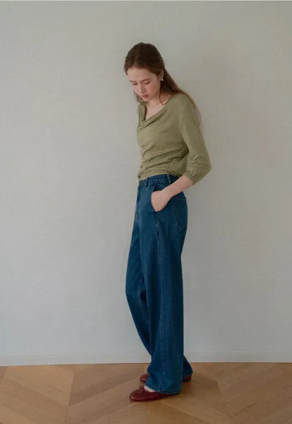 High Waist Wide Leg Straight Fit Jeans