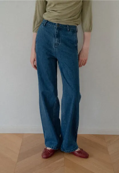 High Waist Wide Leg Straight Fit Jeans
