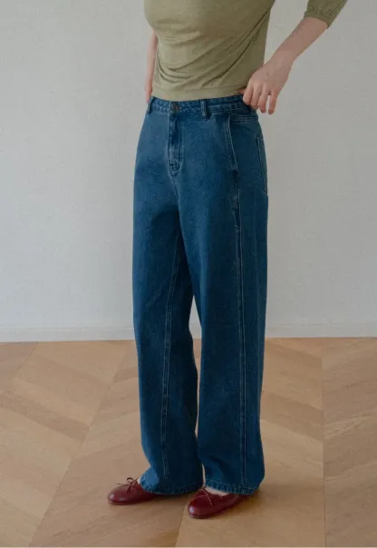 High Waist Wide Leg Straight Fit Jeans