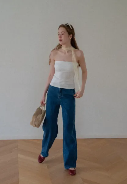 High Waist Wide Leg Straight Fit Jeans