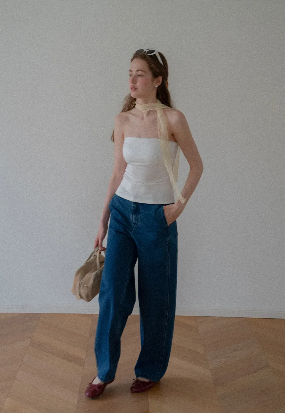 High Waist Wide Leg Straight Fit Jeans
