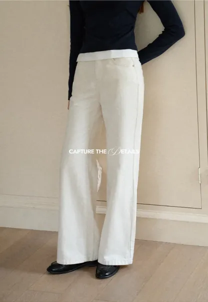 Wide Leg Cropped Denim Pant