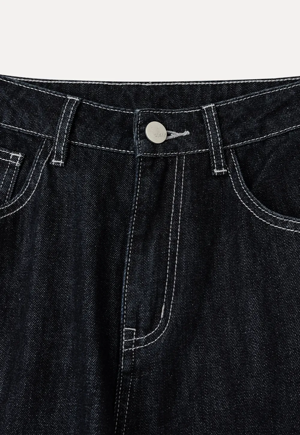 Wide Leg Cuffed Hem Denim Jeans
