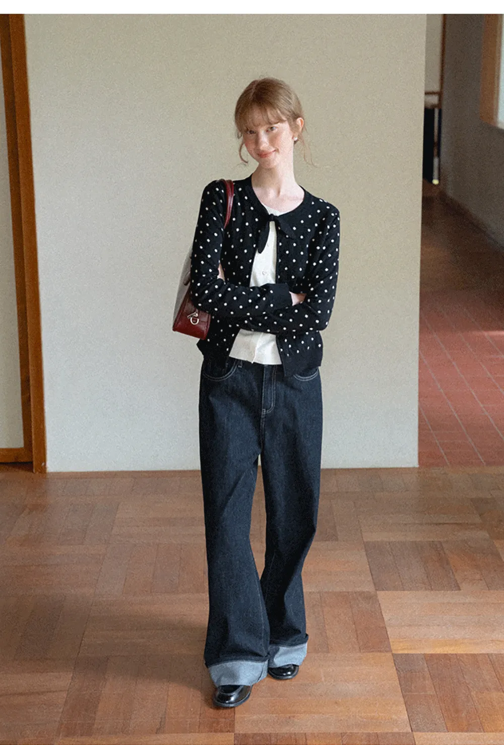 Wide Leg Cuffed Hem Denim Jeans