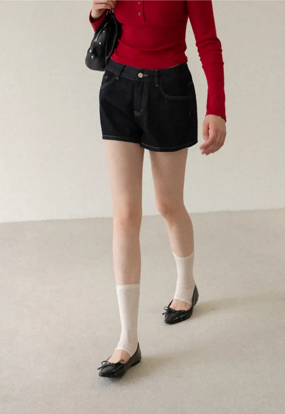 High Waist Cropped Denim Shorts