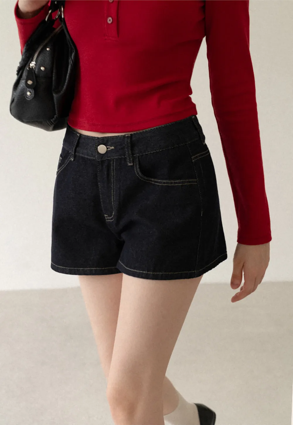 High Waist Cropped Denim Shorts