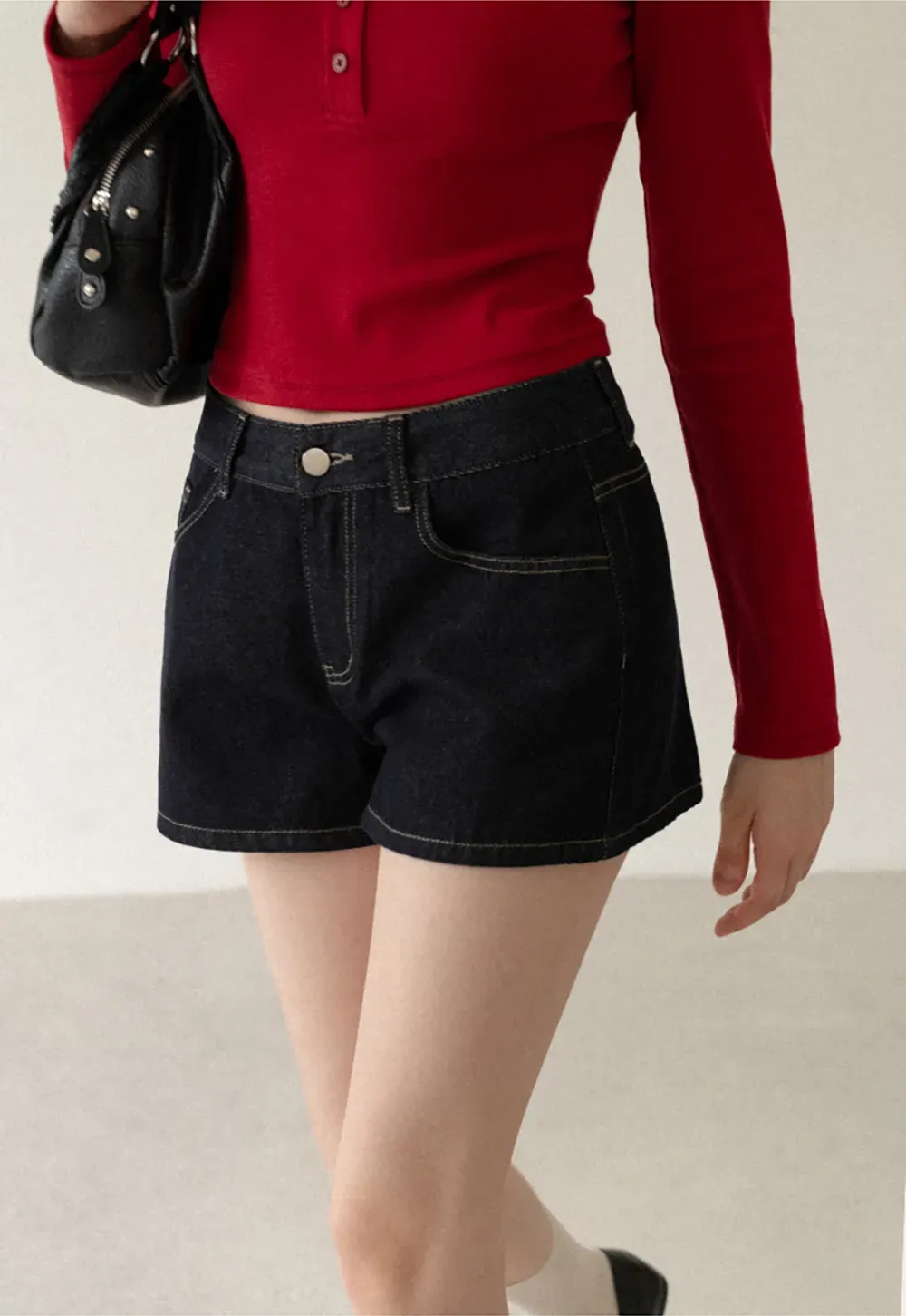 High Waist Cropped Denim Shorts
