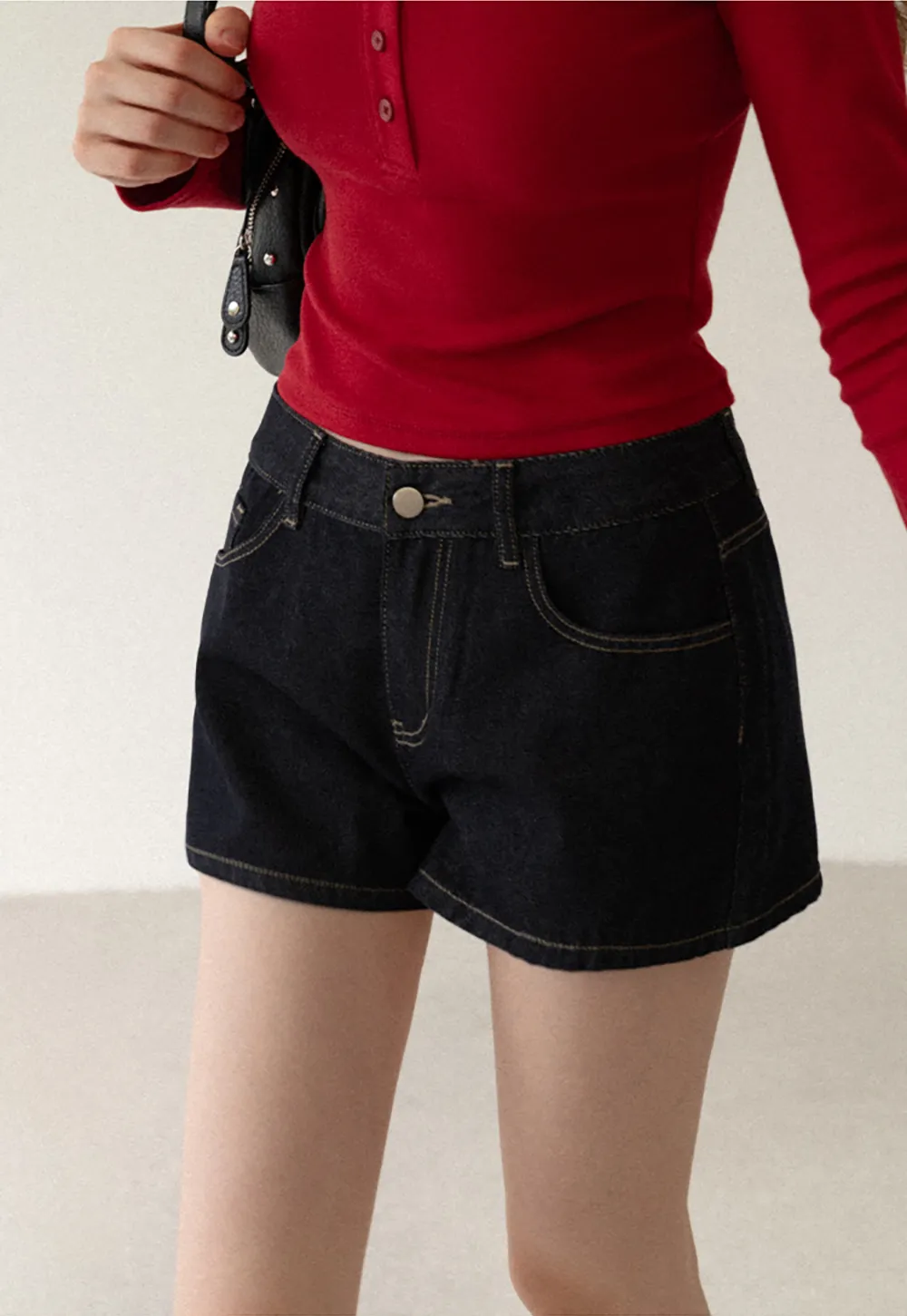 High Waist Cropped Denim Shorts