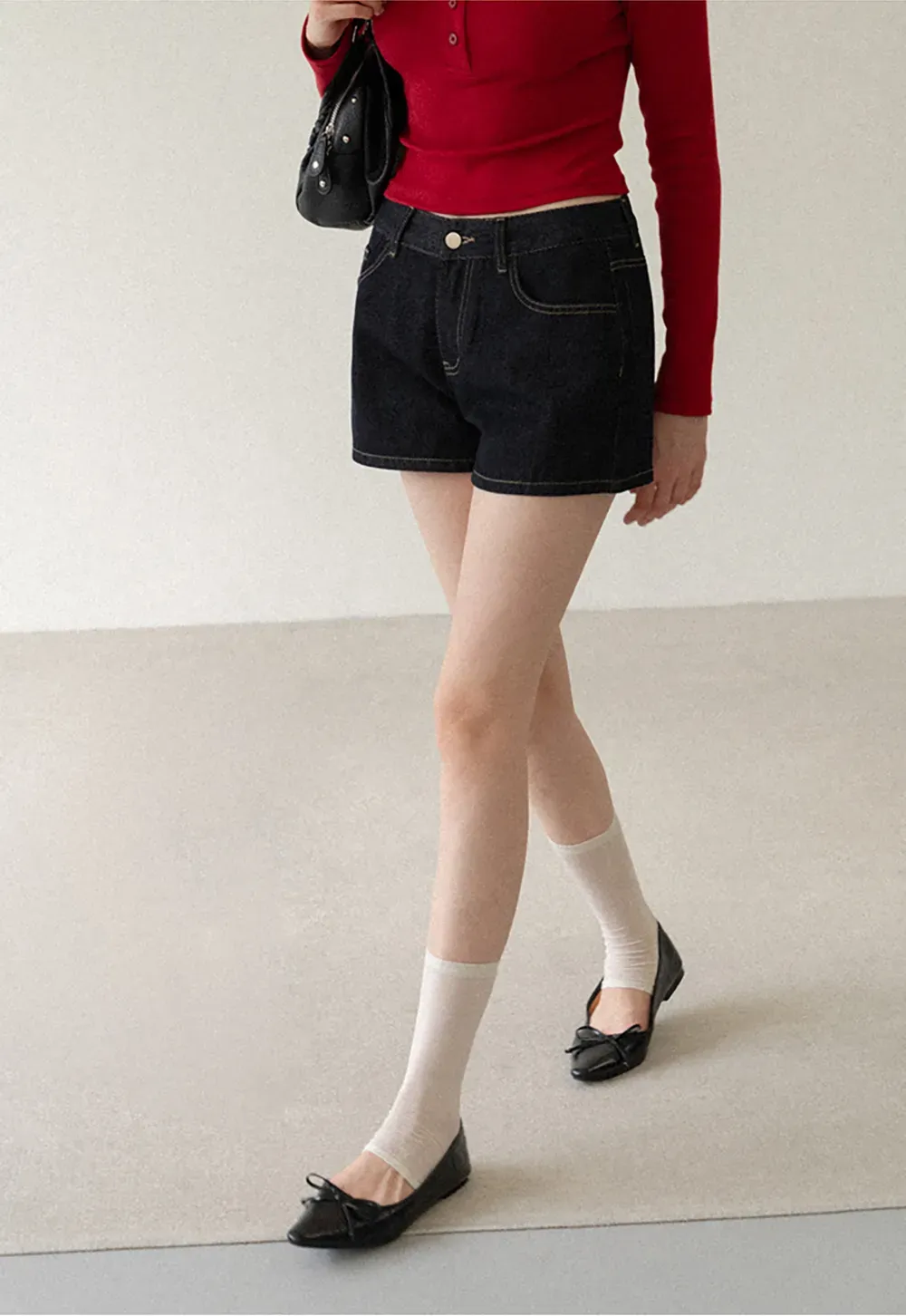 High Waist Cropped Denim Shorts