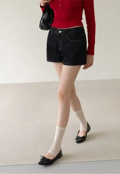 High Waist Cropped Denim Shorts
