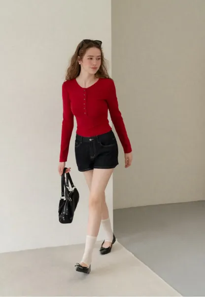 High Waist Cropped Denim Shorts