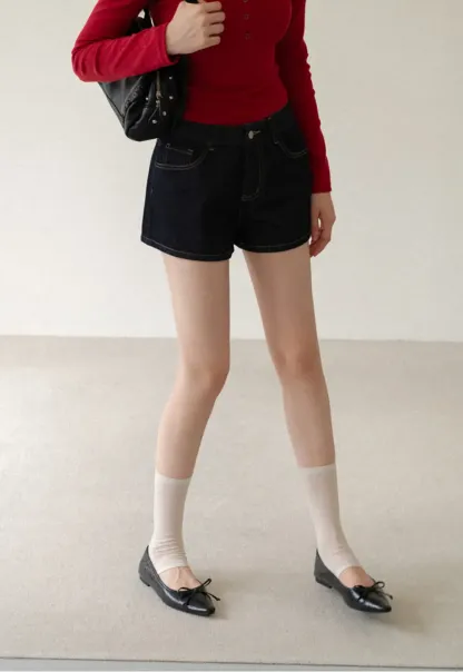 High Waist Cropped Denim Shorts