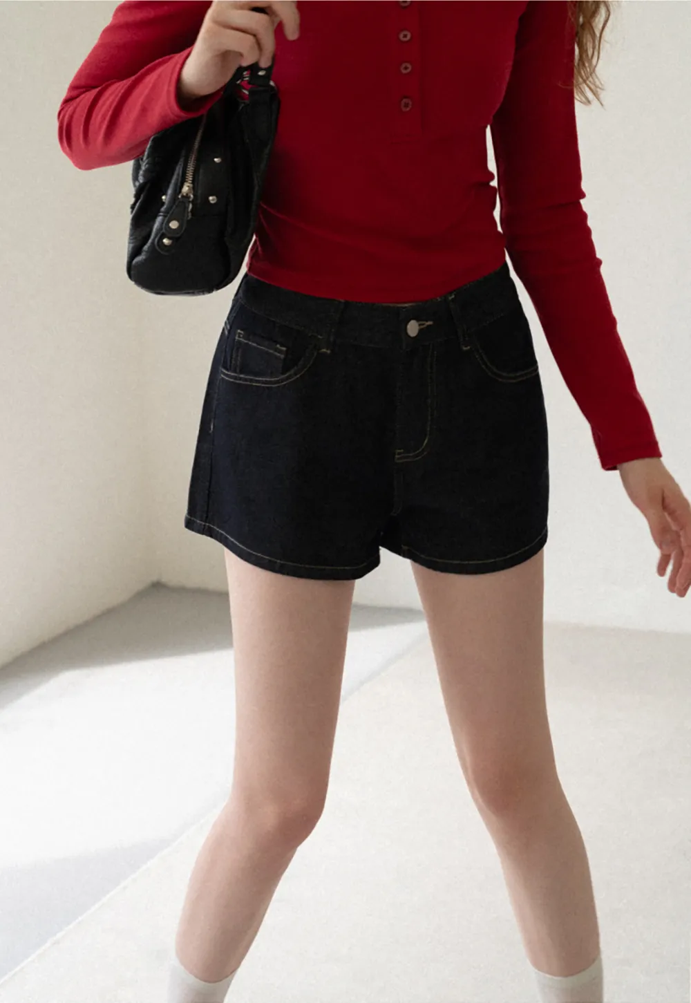 High Waist Cropped Denim Shorts