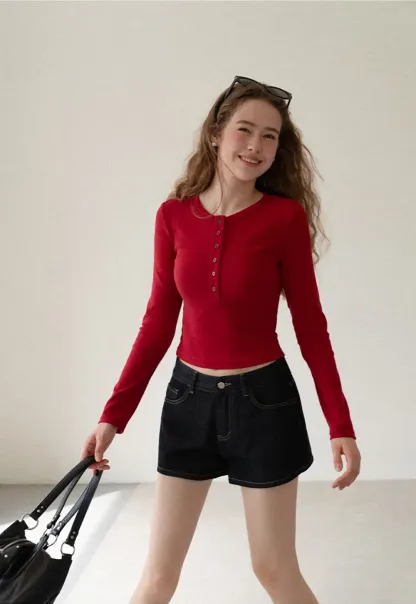 High Waist Cropped Denim Shorts