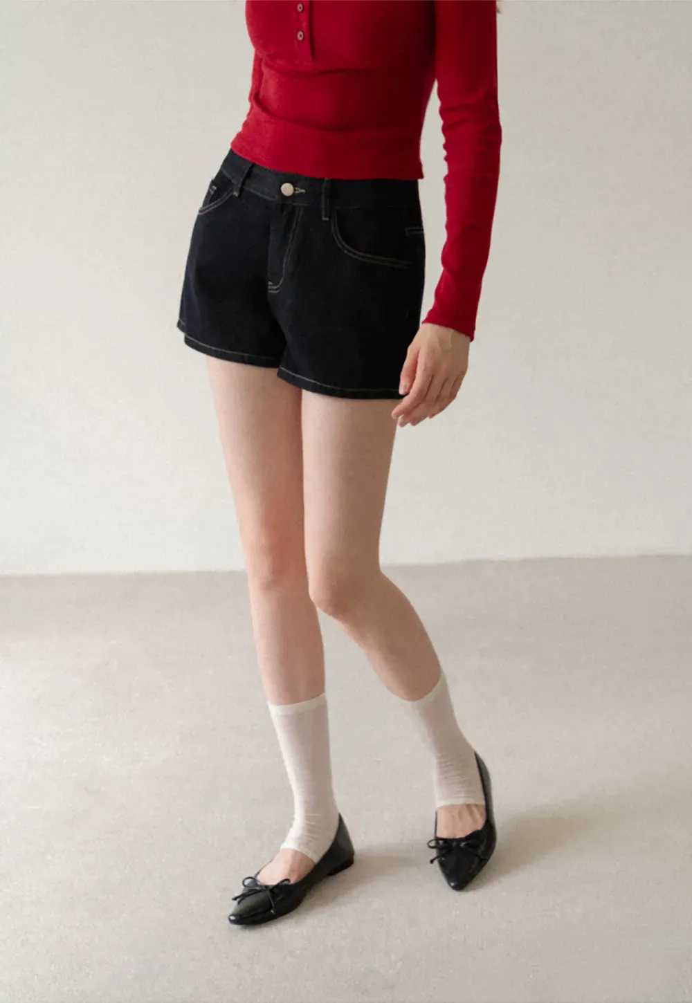 High Waist Cropped Denim Shorts