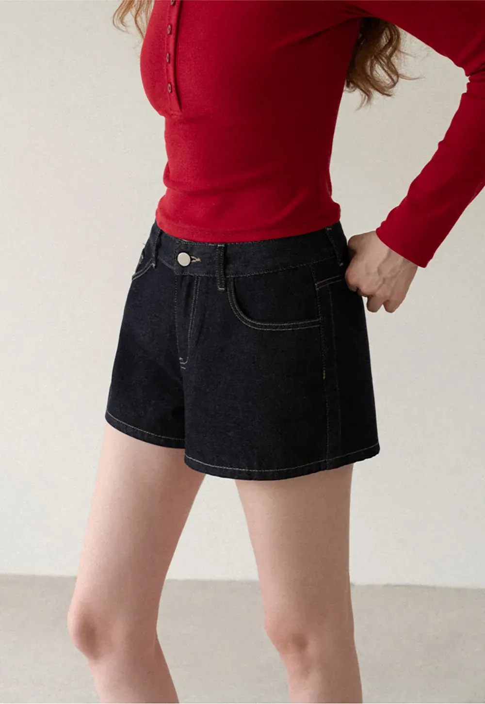 High Waist Cropped Denim Shorts