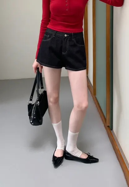 High Waist Cropped Denim Shorts