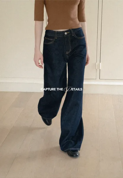 Wide Leg High Waist Denim Jeans