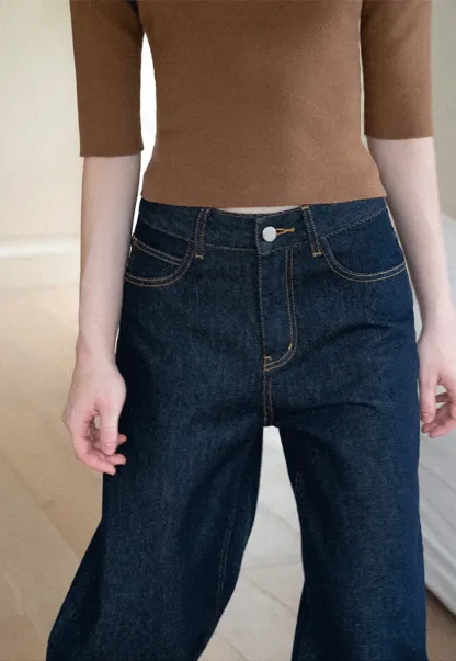 Wide Leg High Waist Denim Jeans