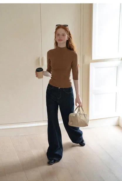 Wide Leg High Waist Denim Jeans