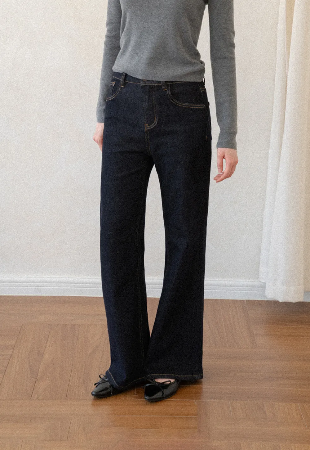Wide Leg Straight Cut Denim Jeans