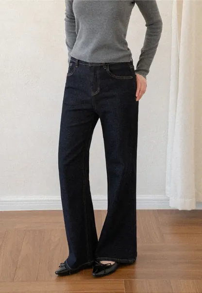Wide Leg Straight Cut Denim Jeans