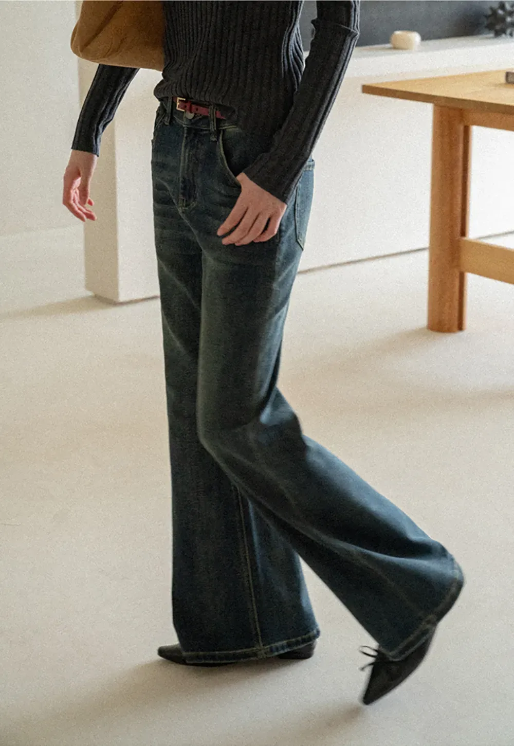 Wide Leg Straight Cut Denim Jeans