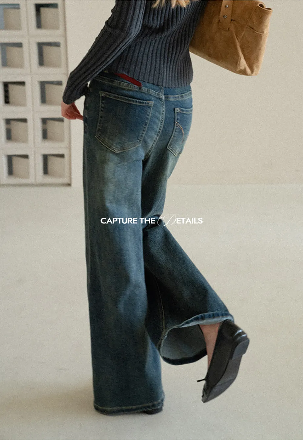Wide Leg Straight Cut Denim Jeans