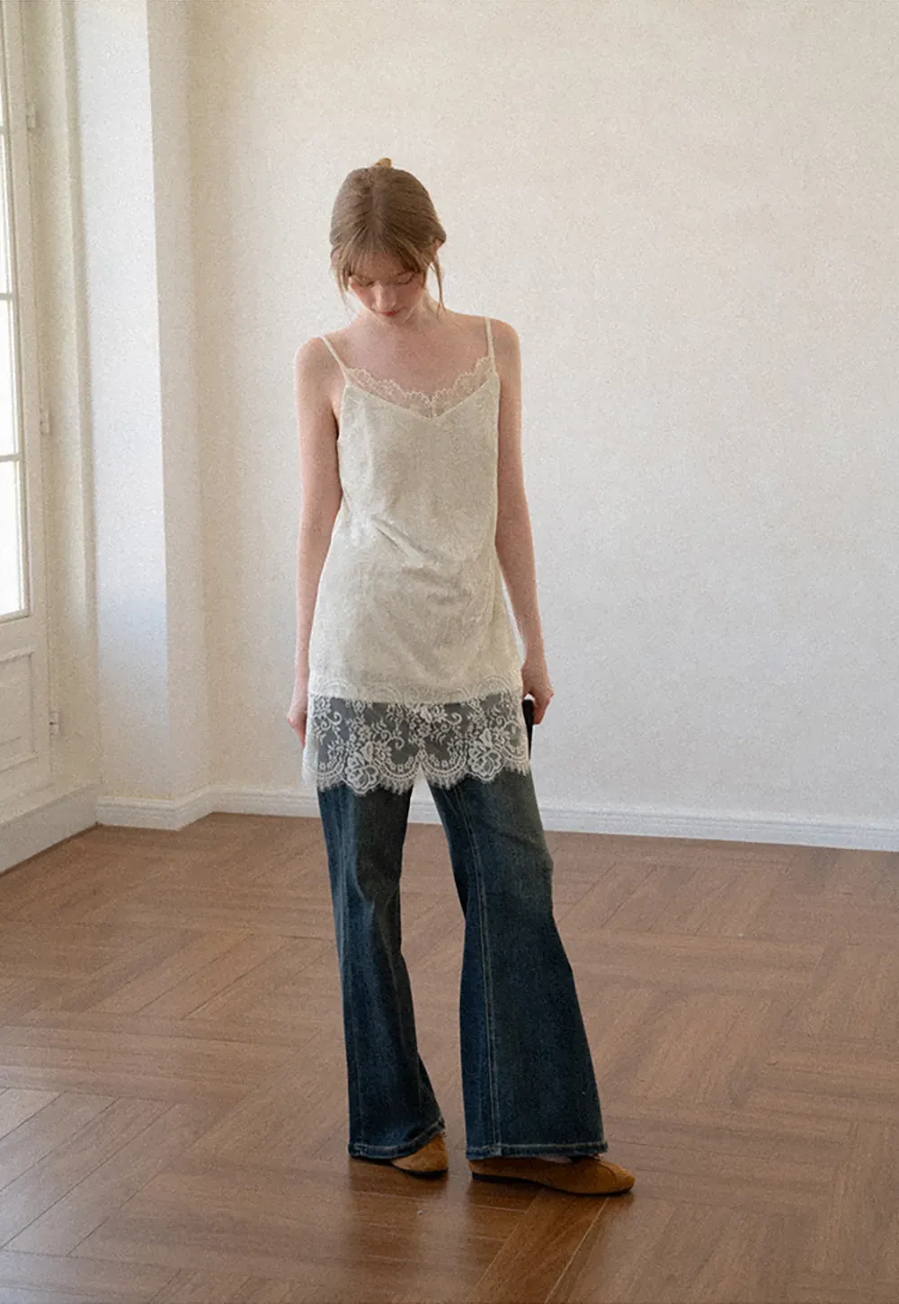 Wide Leg Straight Cut Denim Jeans