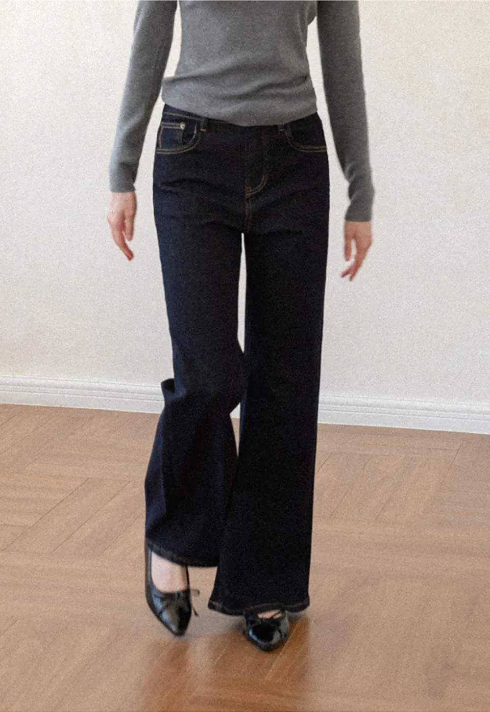 Wide Leg Straight Cut Denim Jeans