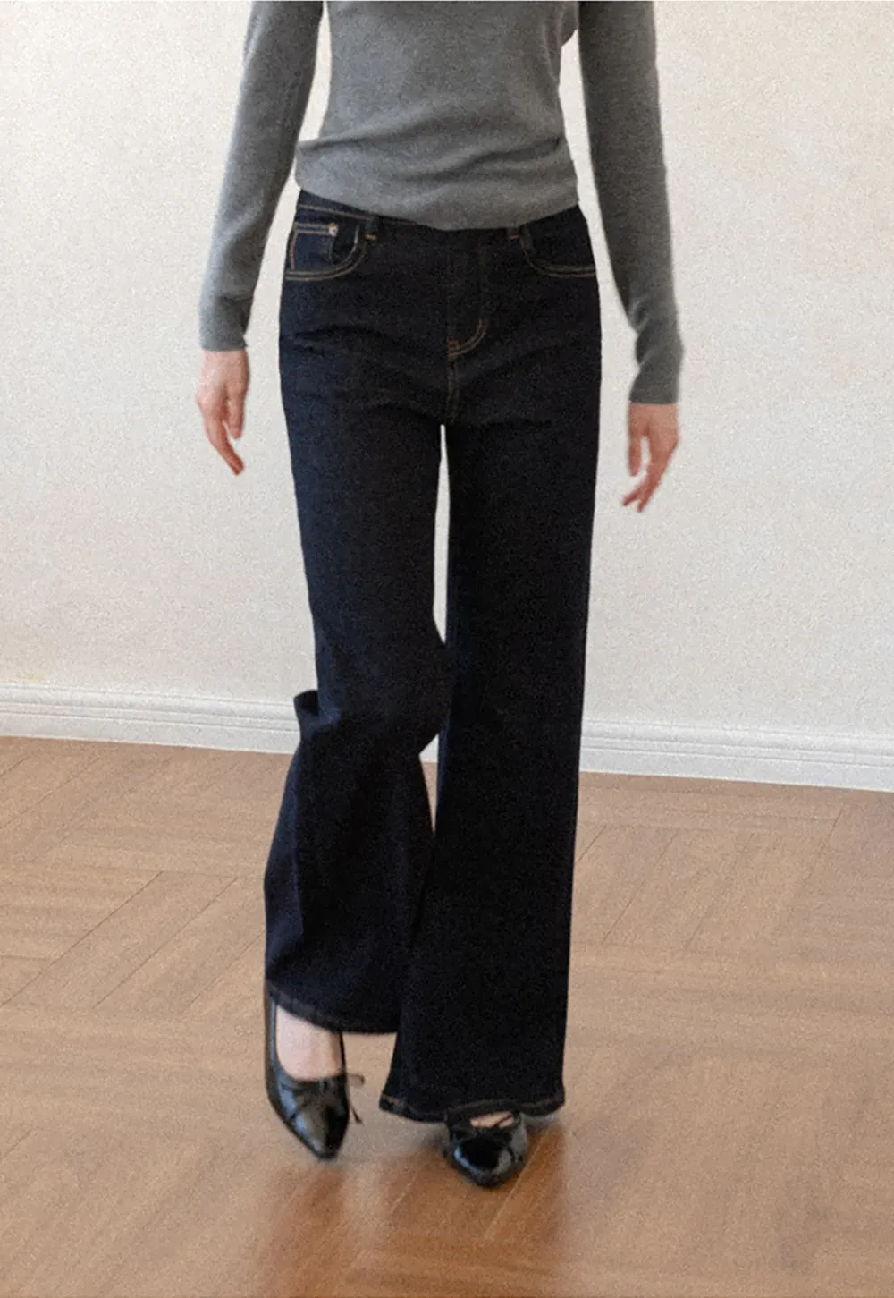 Wide Leg Straight Cut Denim Jeans