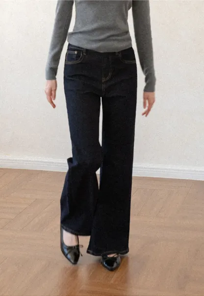 Wide Leg Straight Cut Denim Jeans