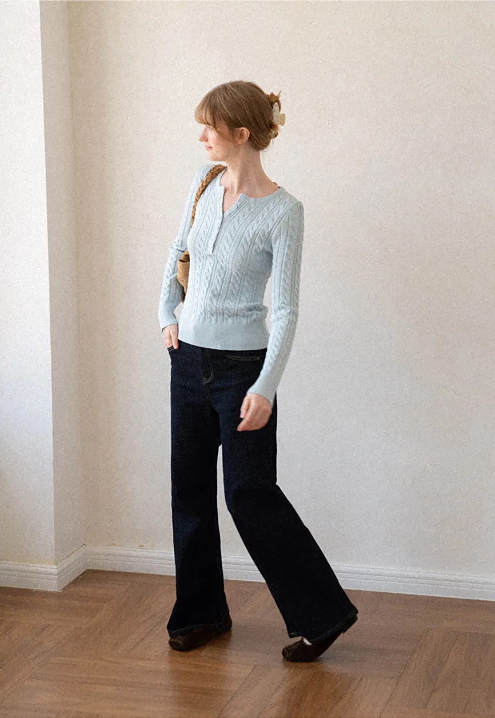 Wide Leg Straight Cut Denim Jeans
