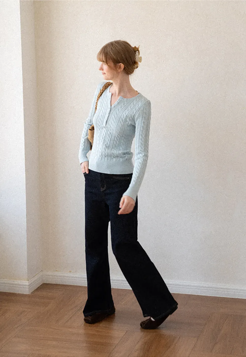 Wide Leg Straight Cut Denim Jeans