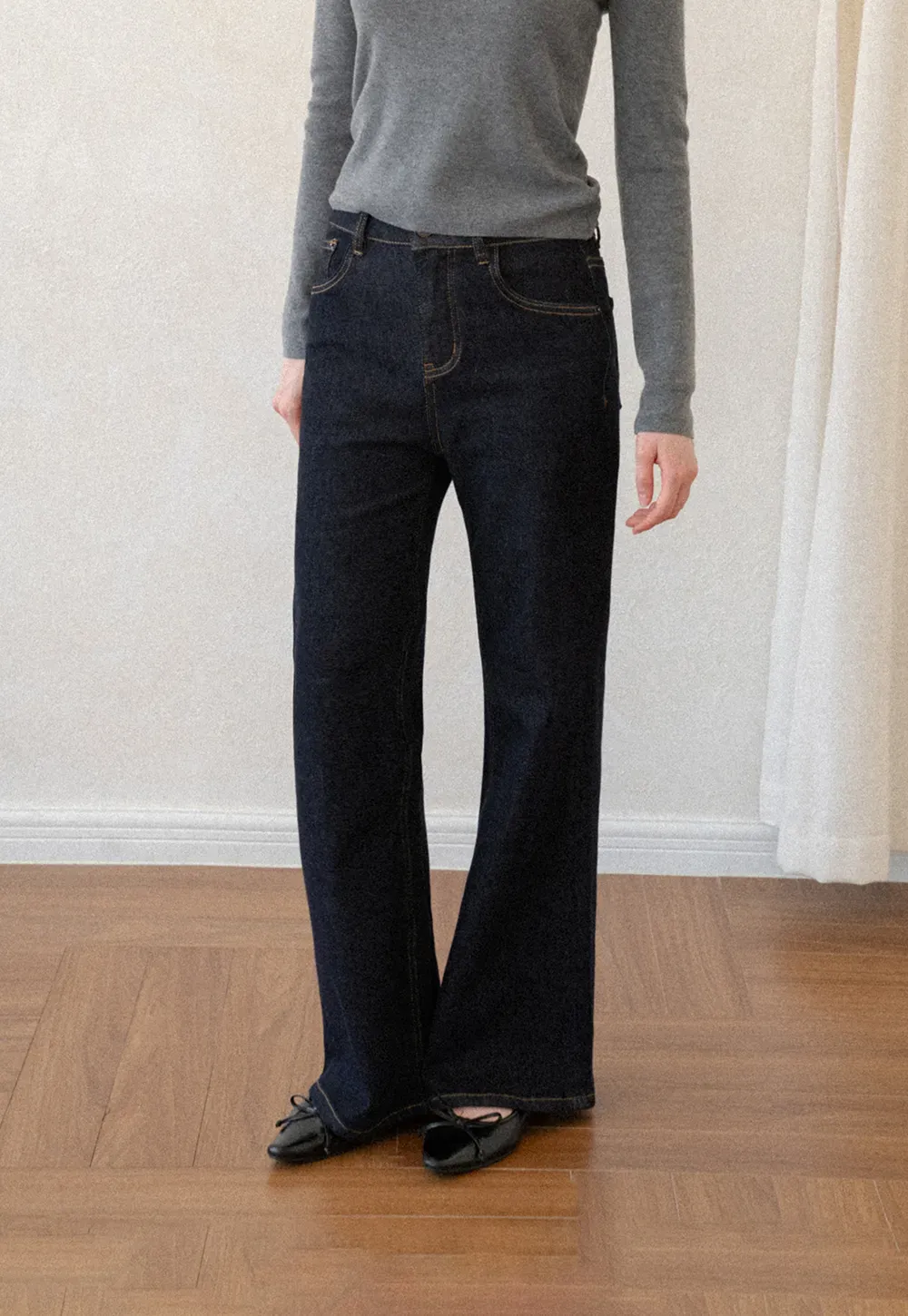 Wide Leg Straight Cut Denim Jeans