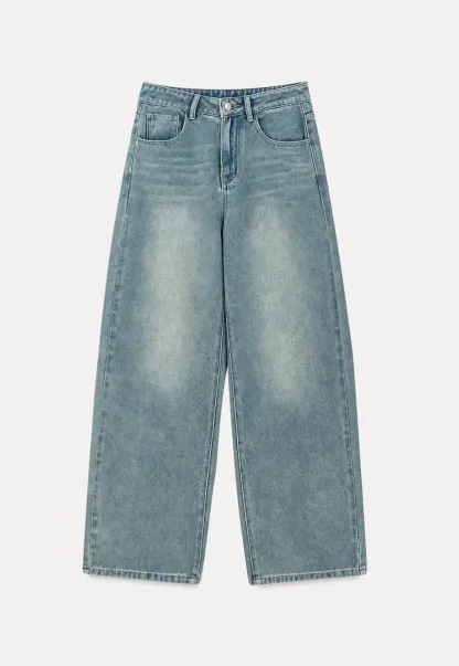 Wide Leg High Waist Denim Jeans