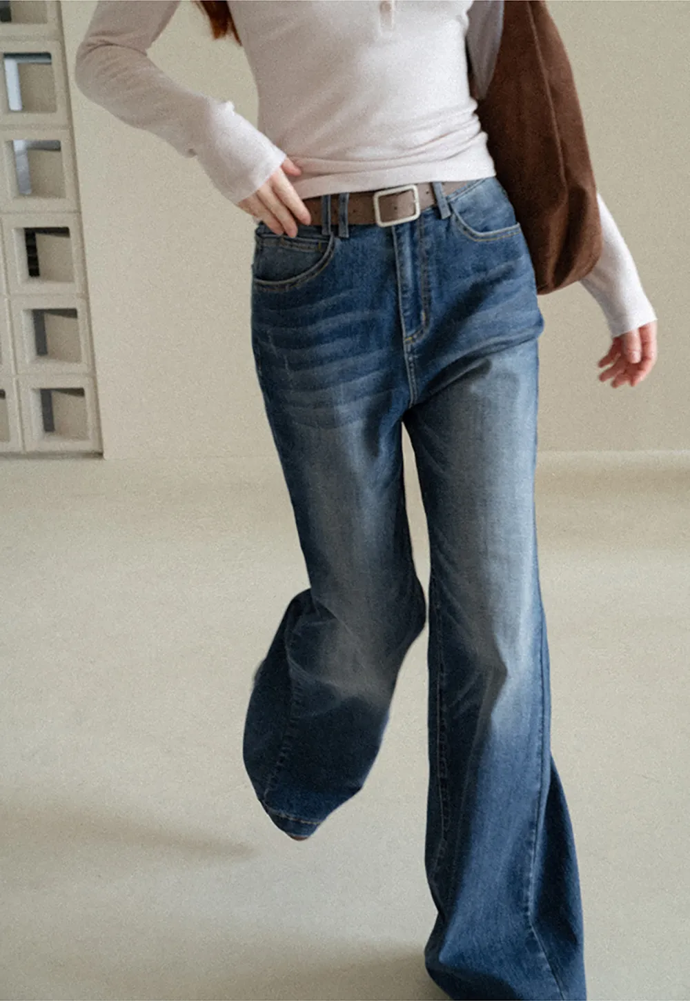 Flared Cut High Waist Denim Jeans