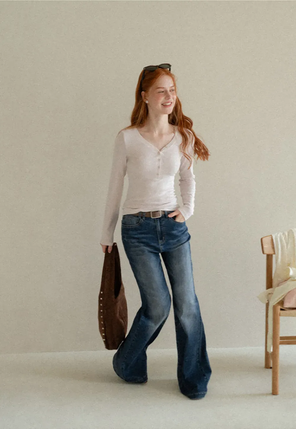 Flared Cut High Waist Denim Jeans